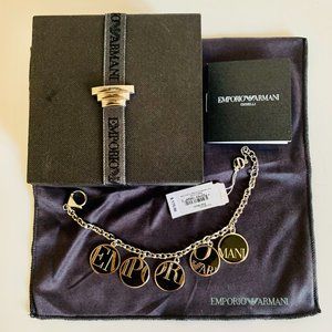 EMPORIO ARMANI STAINLESS STEEL BRACELET WITH DANGLING CHARMS